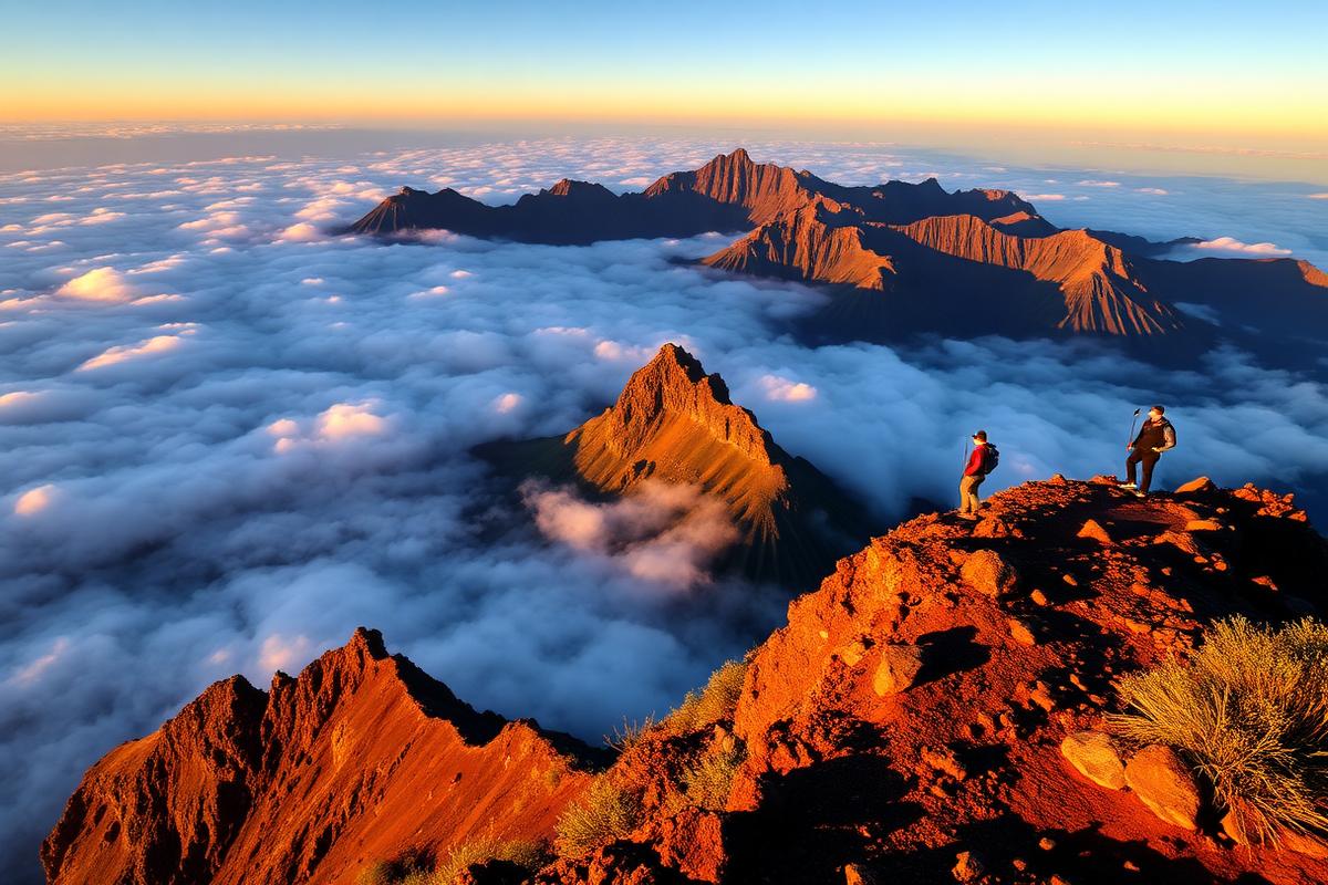 Mountain ridge above the clouds in central Madeira